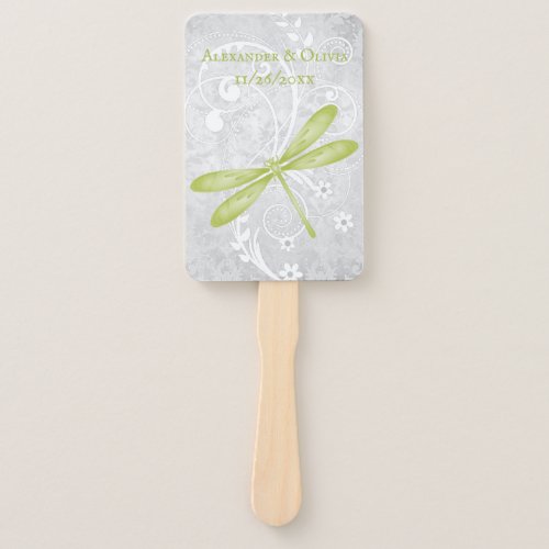 Green Dragonfly Wedding Favor Hand Fan