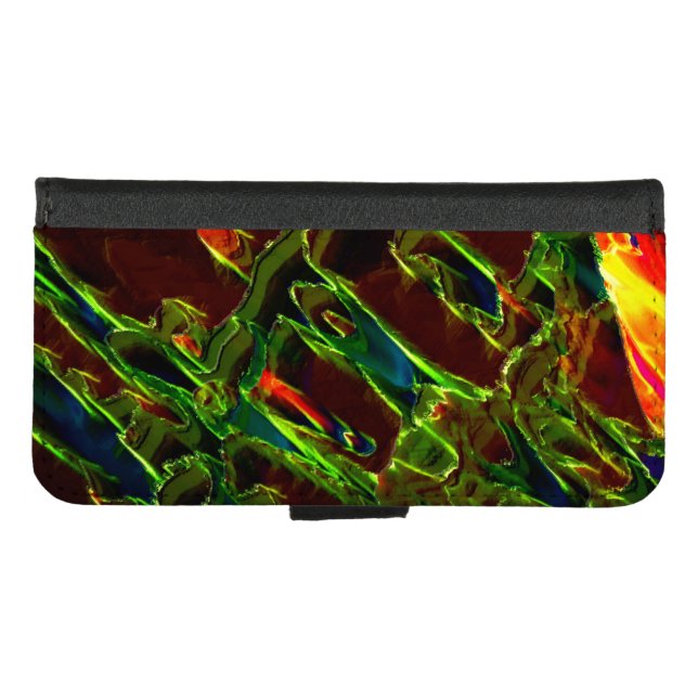 Green drained on fire iPhone wallet case (Front (Horizontal))