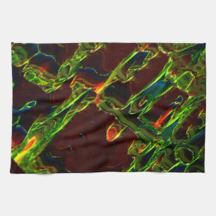 Green drained on fire kitchen towel