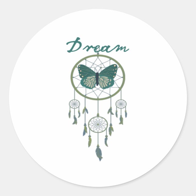 Green Dream Catcher Butterflie Sticker  (Front)