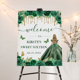 Green Dress Blonde Princess Sweet Sixteen Foam Board