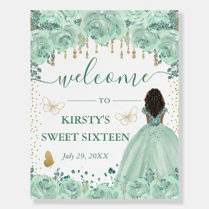 Green Dress Dark Skin Princess Sweet 16 Foam Board