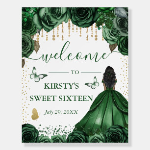 Green Dress Dark Skin Princess Sweet Sixteen Foam Board