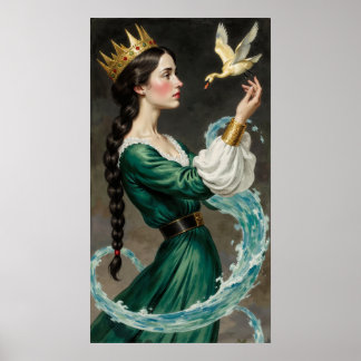 Green Dress Fantasy Sorceress Queen Poster