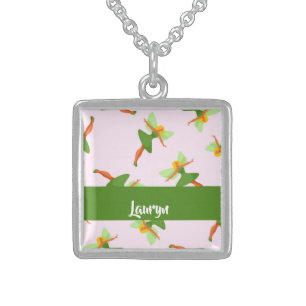 Green dress fashionable fairy sterling silver necklace