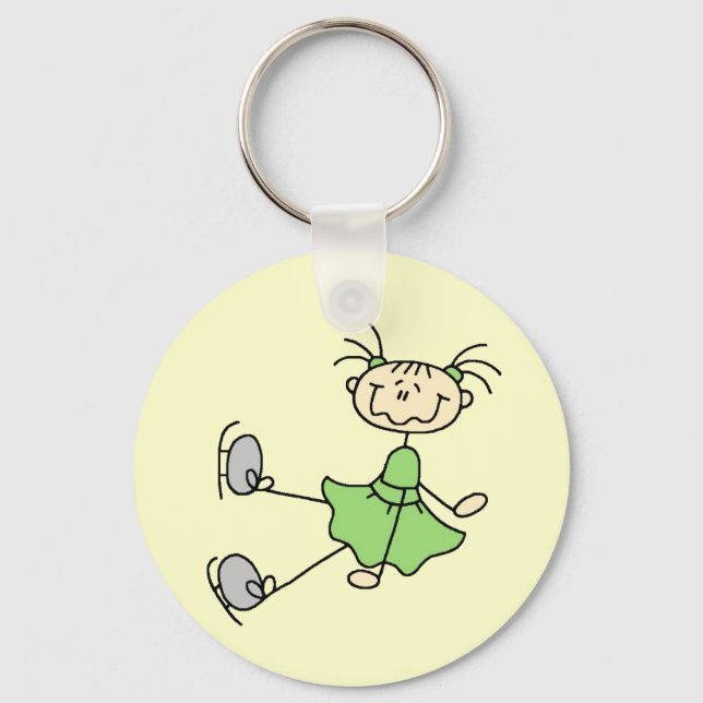 Green Dress Figure Skater Tshirts and Gifts Keychain (Front)