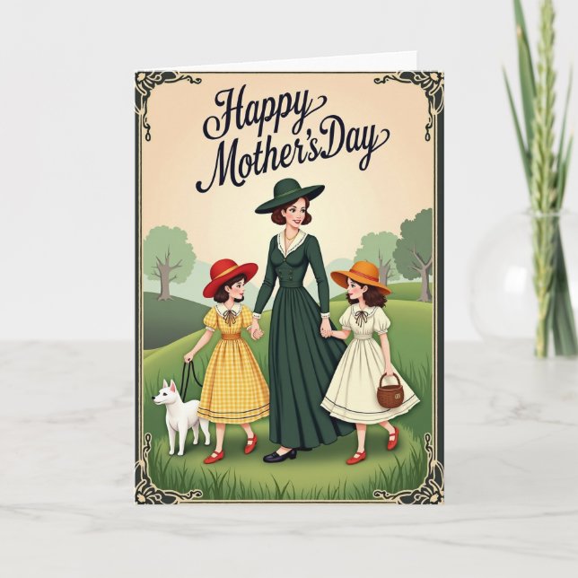 Green Dress Mothers Day Art Card (Front)