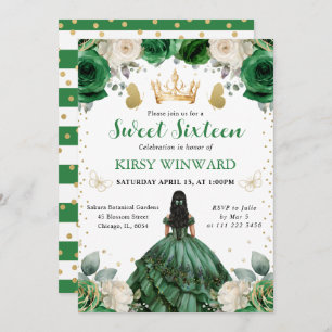 Green Dress Western Princess Sweet 16 Invitation