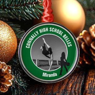 Green Drill Team Photo Dancer Christmas Metal Ornament