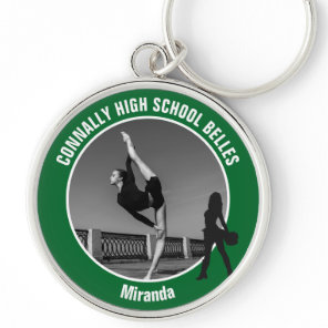 Green Drill Team Photo High School Dancer Keychain