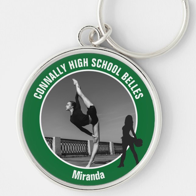 Green Drill Team Photo High School Dancer Keychain (Front)