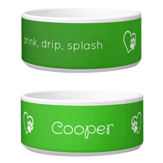 Green 'drink drip splash' Dog Name Bowl (Creator Uploaded)