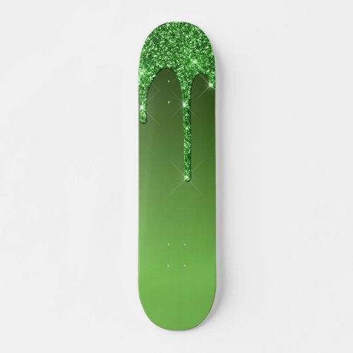 Green Dripping Glitter Skateboard