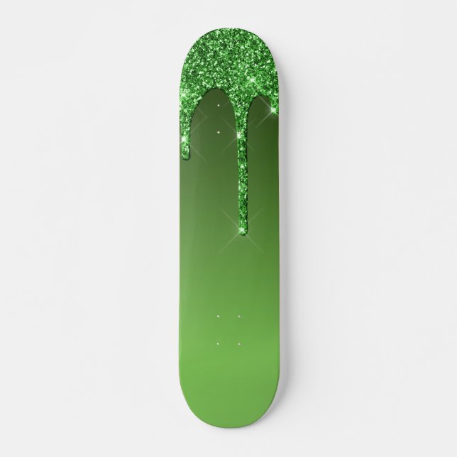 Green Dripping Glitter Skateboard (Front)