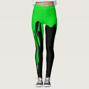 Green Dripping Paint Leggings