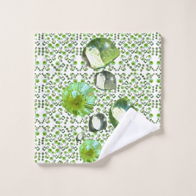 Green Droplets Bath Towel Set (Wash Cloth)