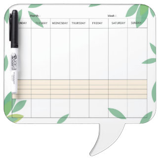 Green Dry Erase Undated Weekly Planner Board