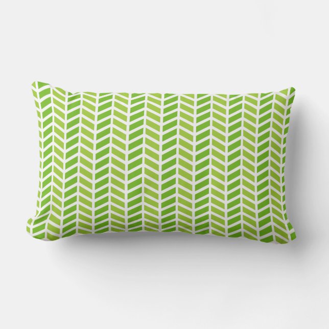 Green Dual Tone Chevron Pattern Lumbar Pillow (Front)