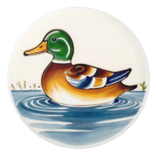 Green Duck European Folk Animal Art Ceramic Knob