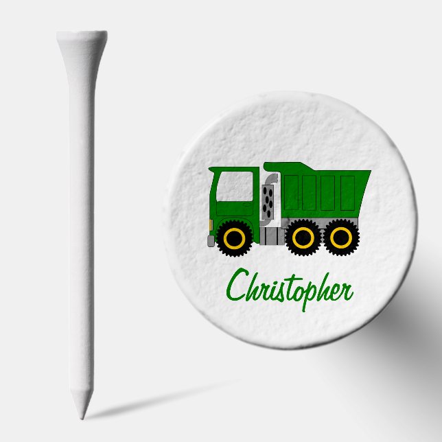 Green Dumper Truck Design Golf Tees (Combo)