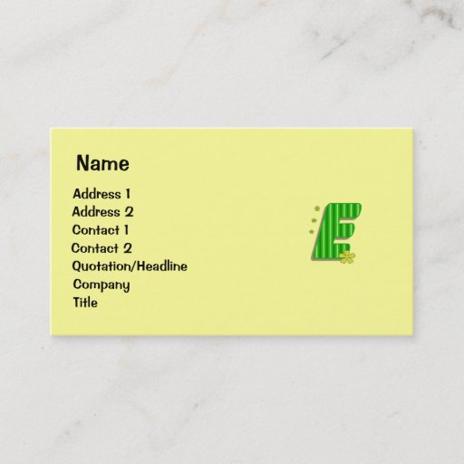 Customizable green E monogram Business Card