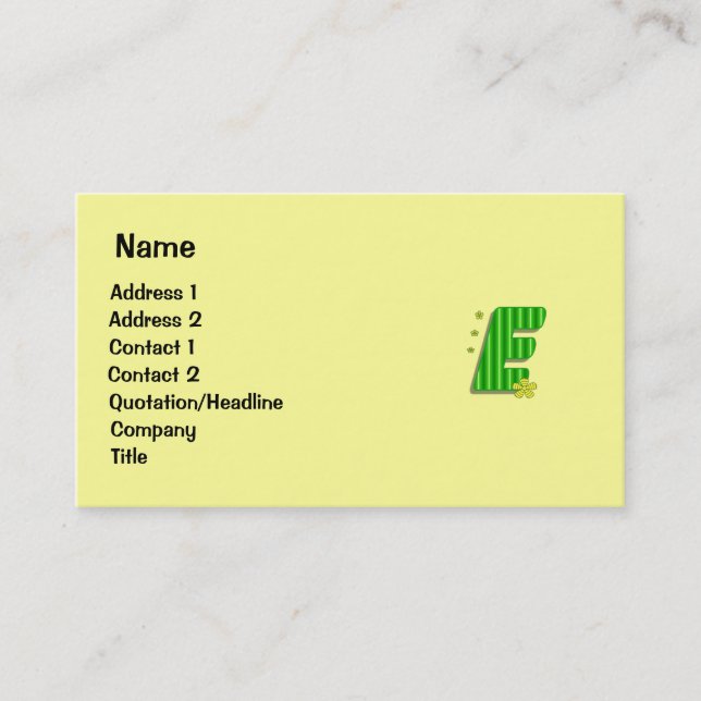 green E monogram Business Card (Front)