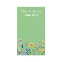 Green earring cards with wildflowers
