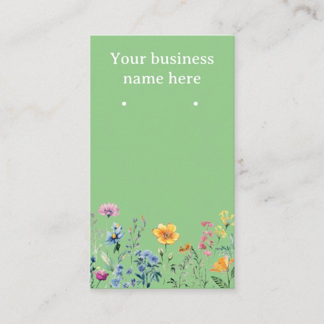 Green earring cards with wildflowers  (Front)