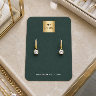 Green earring jewelry photo logo display card