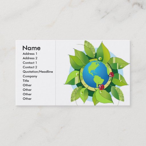 Customizable Green_Earth (2), Name, Address 1, Address 2, Co... Business Card