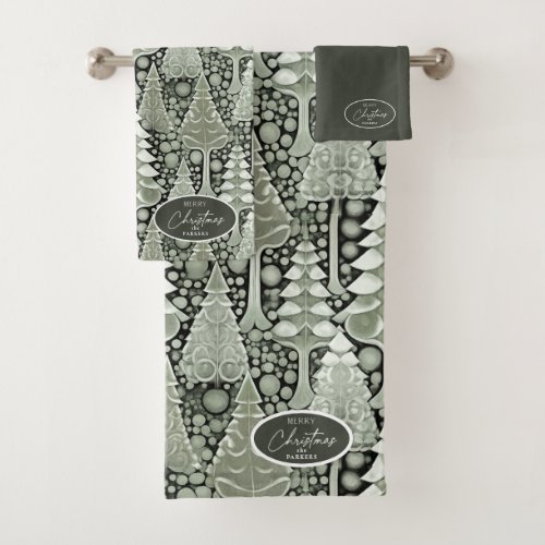 Green Earth Christmas Pattern6 ID1009 Bath Towel Set