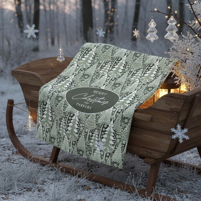Green Earth Christmas Pattern#6 ID1009 Fleece Blanket (Creator Uploaded)