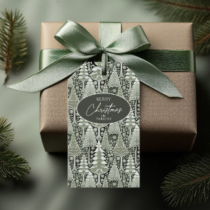 Green Earth Christmas Pattern#6 ID1009 Gift Tags