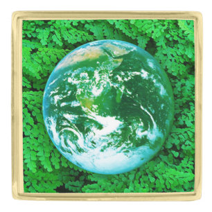 Green Earth - ecological awareness Gold Finish Lapel Pin