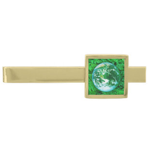 Green Earth - ecological awareness Gold Finish Tie Bar