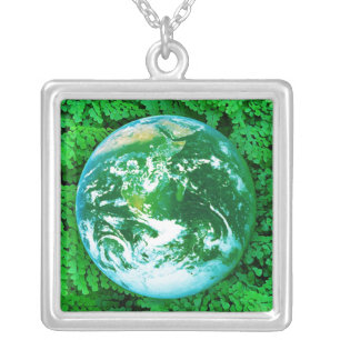 Green Earth - ecological awareness Silver Plated Necklace