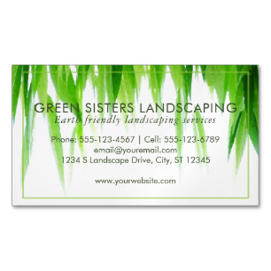 Green Earth Friendly Landscaping Business Card Magnet