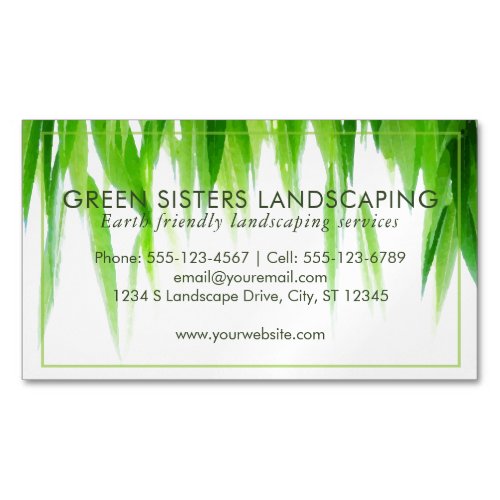 Green Earth Friendly Landscaping Business Card Magnet