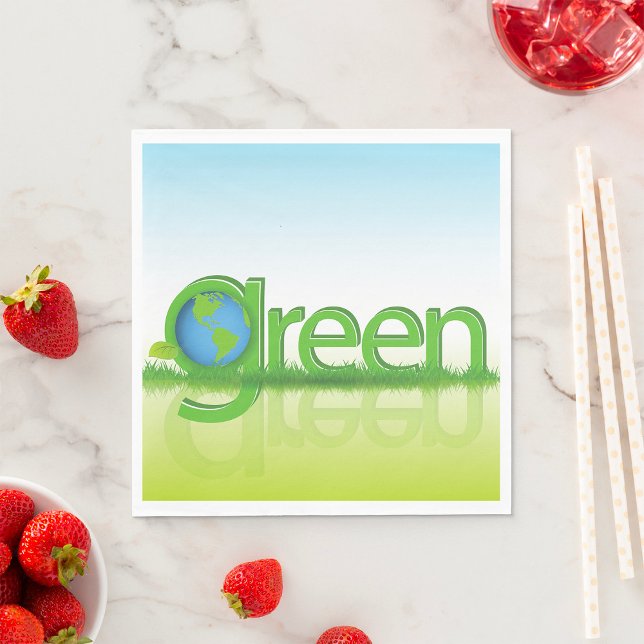 Green Earth Globe Eco Friendly Nature Napkins (Creator Uploaded)