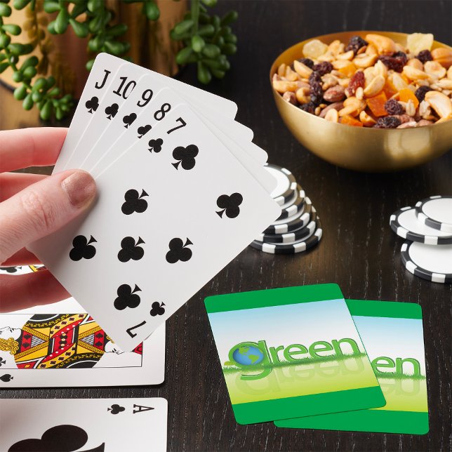 Green Earth Globe Eco Friendly Nature Poker Cards (Creator Uploaded)
