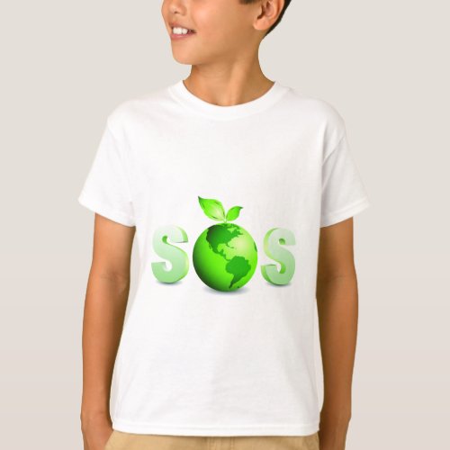 Green Earth SOS Earth Day Message T_Shirt