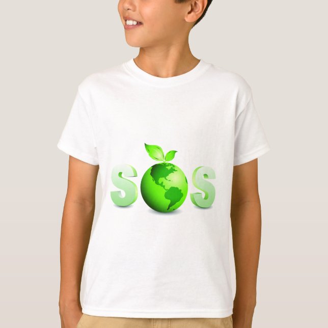 Green Earth SOS Earth Day Message T-Shirt (Front)