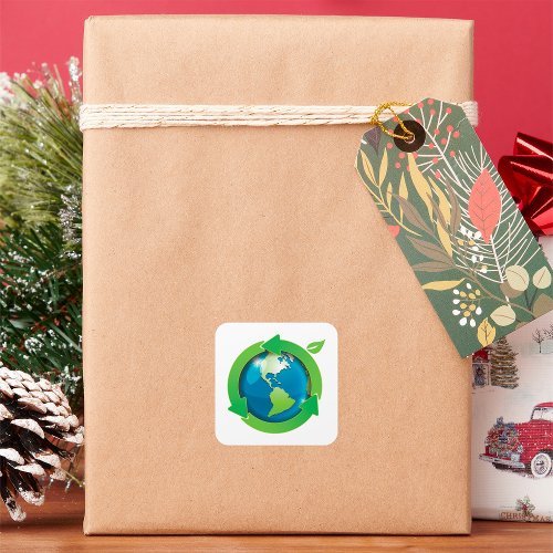 Green Earth Square Sticker