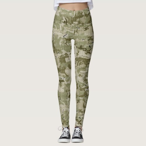 Green Earthy Colors Camo Camouflage Pattern Leggings
