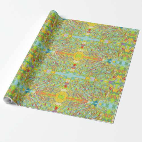 Green East Indian style with abstract art Wrapping Paper