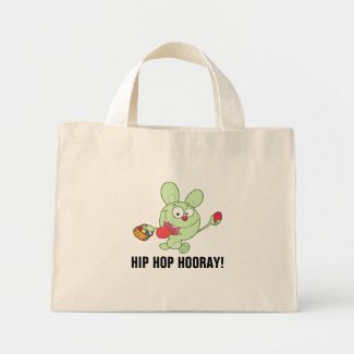 Green Easter Bunny Carrying Colorful Easter Eggs Bags