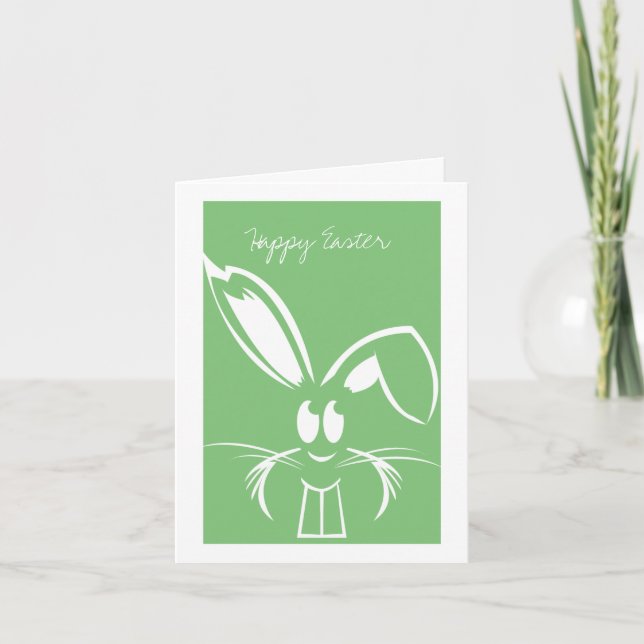 Green Easter Bunny Easter Cards (Front)