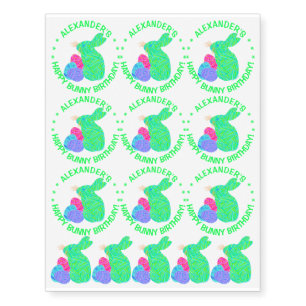 Green Easter Bunny Easter Themed Birthday Party Temporary Tattoos
