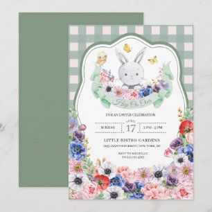 Green Easter Bunny Spring Easter Egg Hunt Invitation