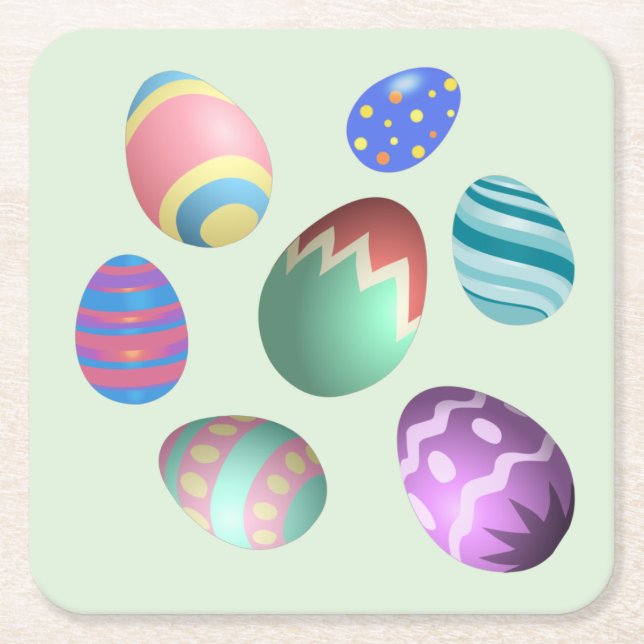 Green Easter Egg Easter Party Easter Egg Hunt Cute Square Paper Coaster (Front)